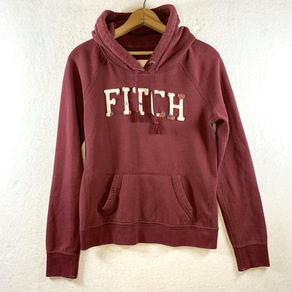 Abercrombie Fitch Womens Hoodie Sweatshirt 3D Spell Out Distressed Preppy Y2K - Picture 1 of 10